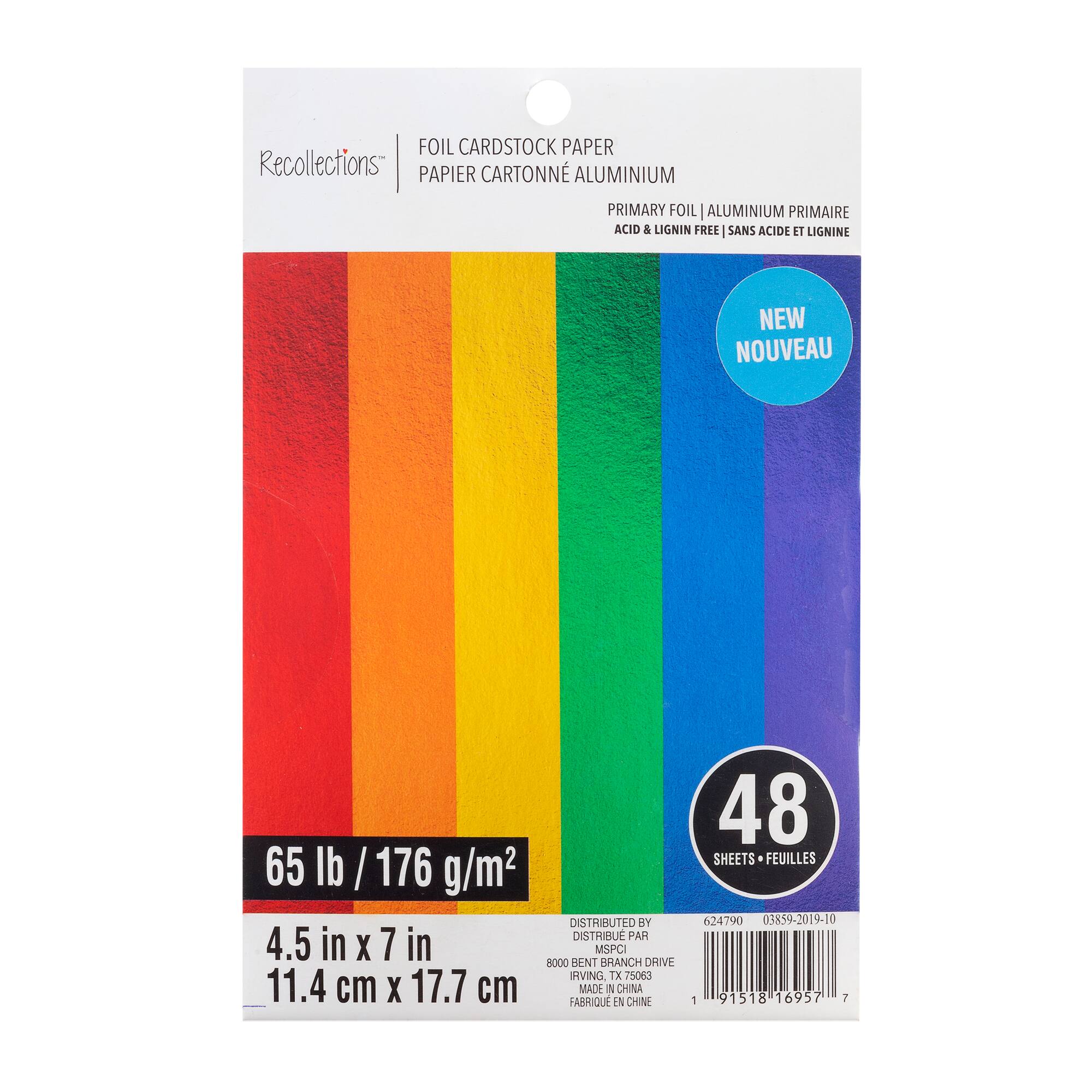 6 Packs: 48 ct. (288 total) Primary Foil Cardstock Paper Value Pack by Recollections™, 4.5" x 7"